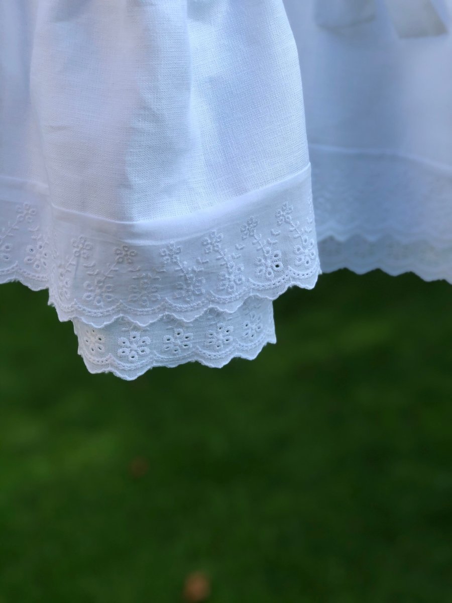 White Linen Ruffle Bow Valance - Linen and Letters