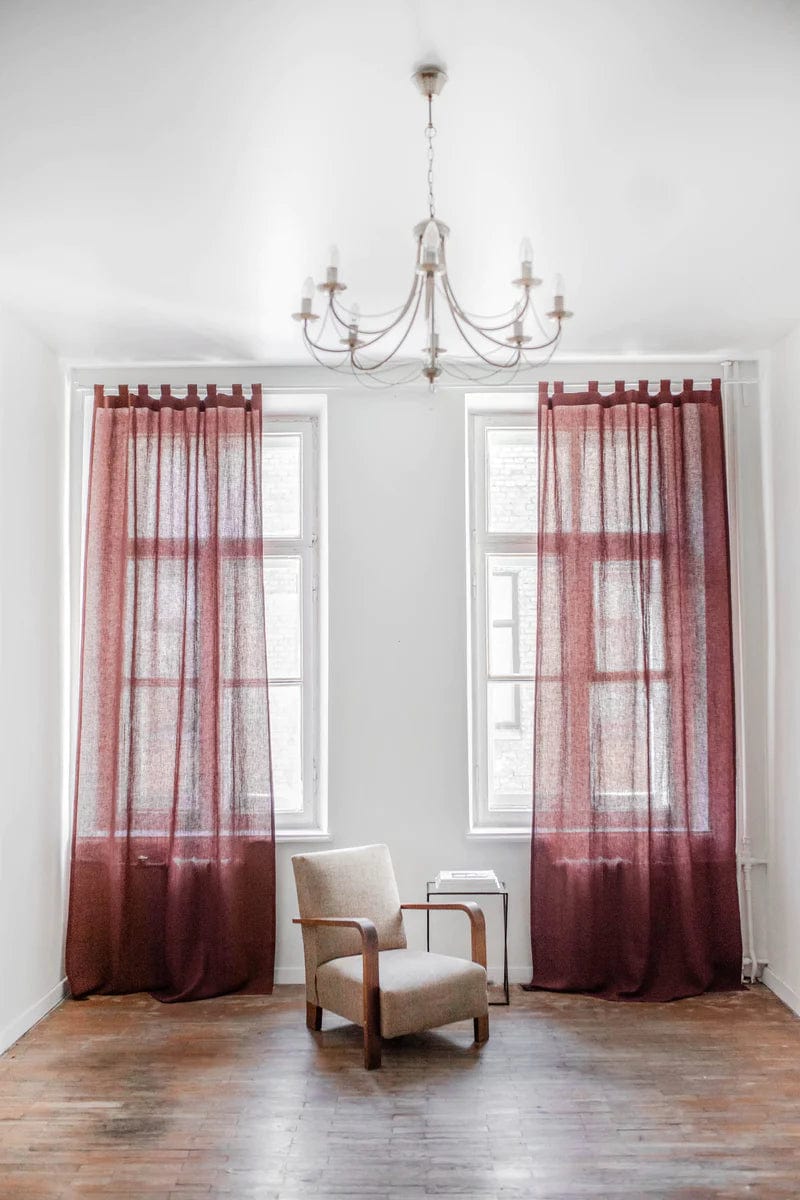 White Linen Tie Top Window Curtain - Linen and Letters
