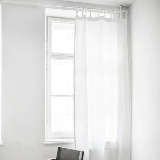 White Linen Tie Top Window Curtain - Linen and Letters